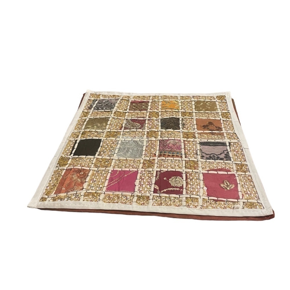 Hand‎ embroidered Throw pillow Covers With Sequins/patchwork. 16x16” From India